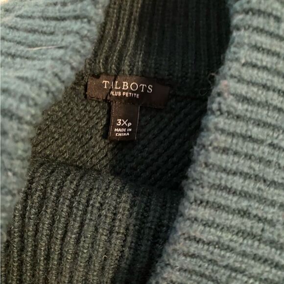 Talbots size 3Xp Dark Evergreen Ribbed Turtleneck Flowy Wool Blend Sweater - Picture 3 of 10
